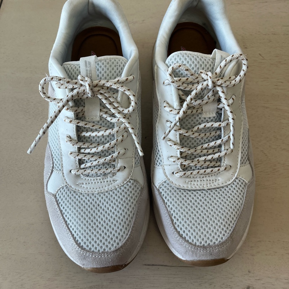 Skechers BOBS White and Tan Sneakers
